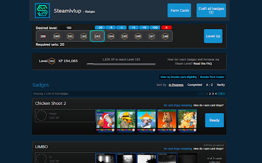 Steamlvlup Card Factory screenshot