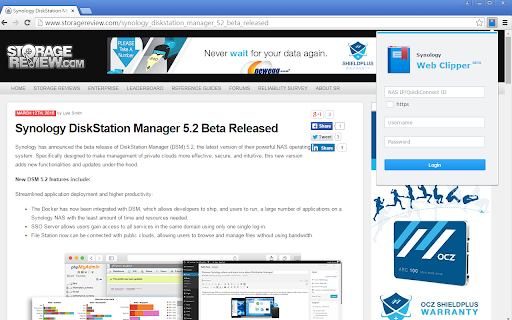 Synology Web Clipper screenshot