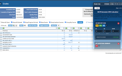Focus Grade Calculator screenshot