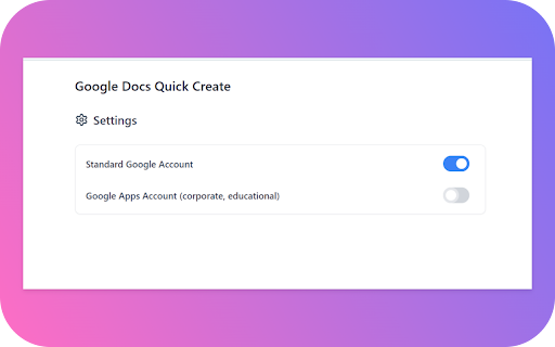 Google Docs Quick Create screenshot