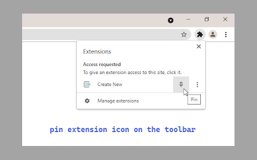 Create New screenshot