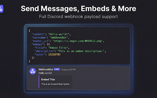 Discord Webhook Tester - Send & Debug Bot Messages Easily screenshot