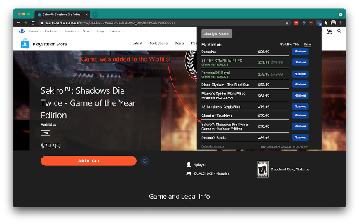 PlayStation Store Wishlist screenshot