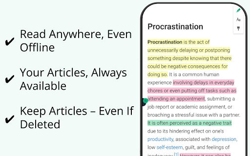 Reader Mode + AI Summary, Notes & Annotations screenshot