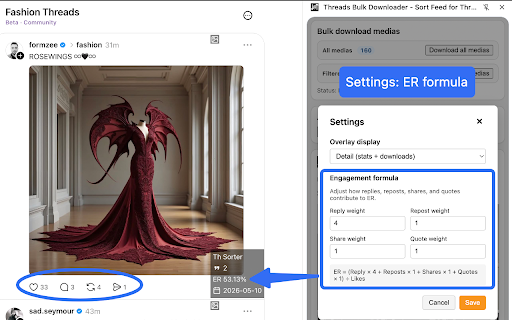 Threads Video Bulk Downloader - Sort Feed for Threads screenshot