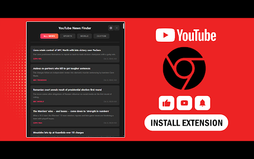 YouTube News Finder screenshot