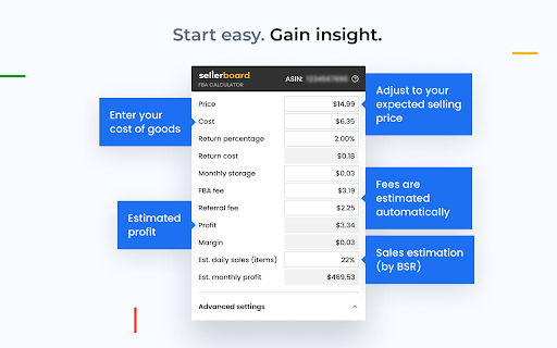 sellerboard Amazon FBA Profit Calculator screenshot