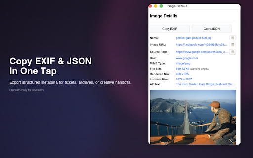 Image Info Viewer for Chrome screenshot