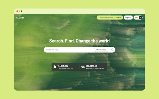 Ecosia - The search engine that plants trees screenshot
