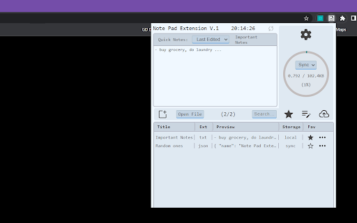 Note Pad Extension screenshot