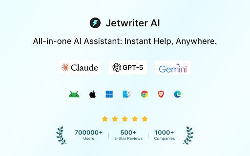 Jetwriter AI: Reply Emails, Ask Page, Summarize, Fix Grammar, and More screenshot
