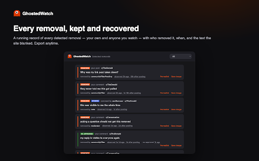 GhostedWatch screenshot