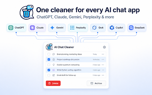 ChatNeat - AI Chat Batch Delete History Manager Claude Gemini ChatGPT Grok screenshot