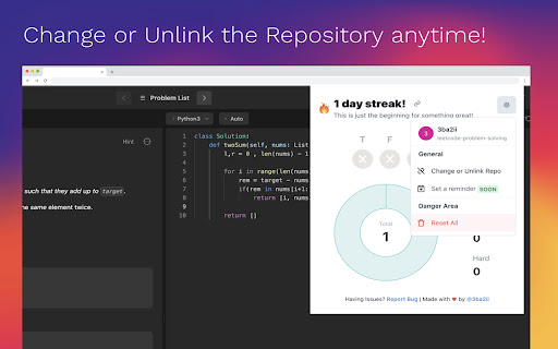 LeetSync - Leetcode to Github Synchronizer screenshot