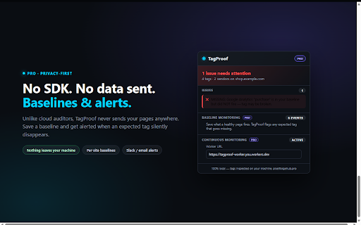 TagProof — Analytics & Pixel QA Inspector screenshot