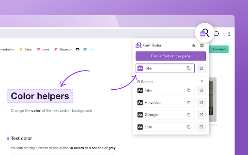 Font finder screenshot