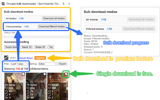 Threads Video Bulk Downloader - Sort Feed for Threads screenshot
