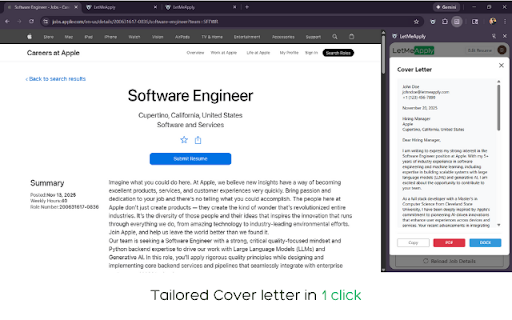 LetMeApply: AI Assistant on Every Job Page screenshot