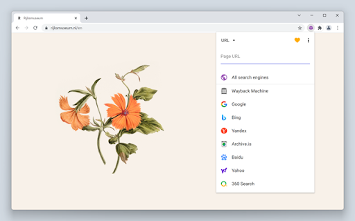 Web Archives screenshot