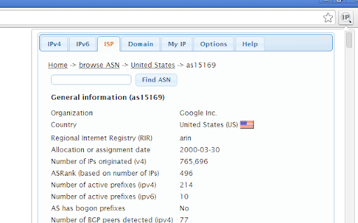 IP Address and Domain Information screenshot