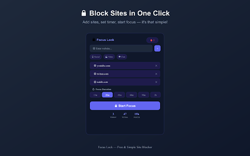 Focus Lock — Free & Simple Site Blocker screenshot
