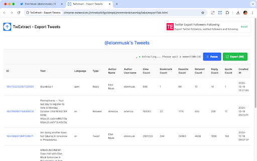 Export Tweets From Any Account screenshot