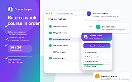 CourseKeeper: Video Downloader for Udemy screenshot
