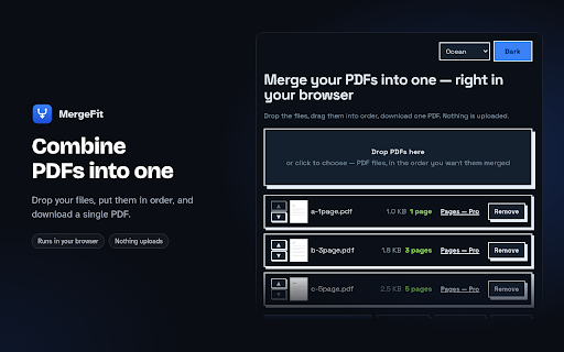 Merge PDF — Combine PDF Files | MergeFit screenshot