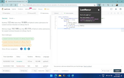 LeetRecur - Spaced Repetition for Leetcode screenshot