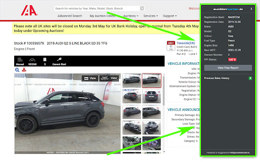 Salvage Auction Research Tool screenshot