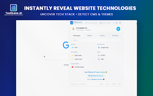 TechLens AI - Website Technology Analyzer & Tech Stack Detector screenshot