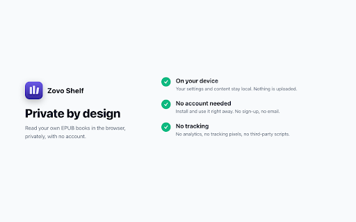 Zovo Shelf - EPUB Reader for Chrome screenshot