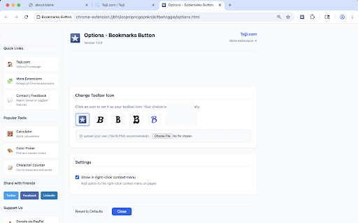 Bookmarks Button screenshot