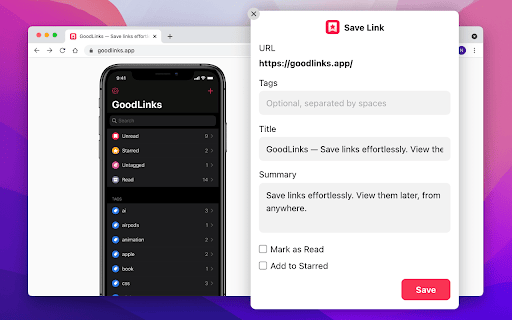 Save to GoodLinks screenshot
