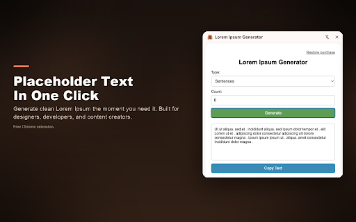 Lorem Ipsum Generator screenshot