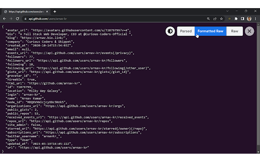 JSON Formatter screenshot