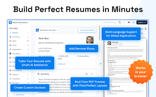 ExportMyResume — LinkedIn Profile to PDF screenshot