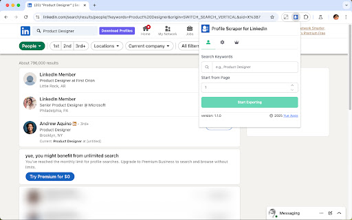 Profile Scraper for LinkedIn™ screenshot