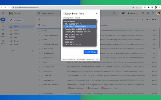 Display Email Time by cloudHQ screenshot