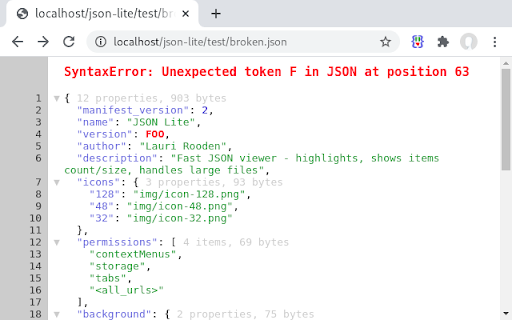 JSON Lite screenshot
