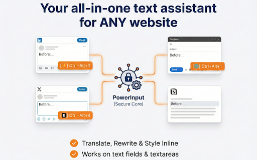 PowerInput : AI Translate, Rewrite & Style Inline with Shortcuts screenshot