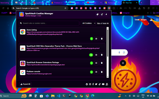 SparkVault Cookies Manager screenshot