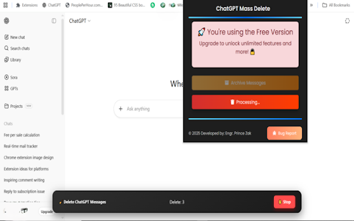 Delete ChatGPT Messages Fast screenshot