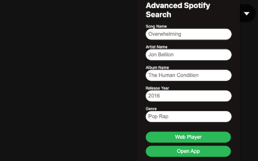 Advanced Spotify Search screenshot
