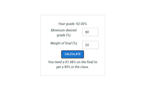 Canvas Final Grade Calculator screenshot