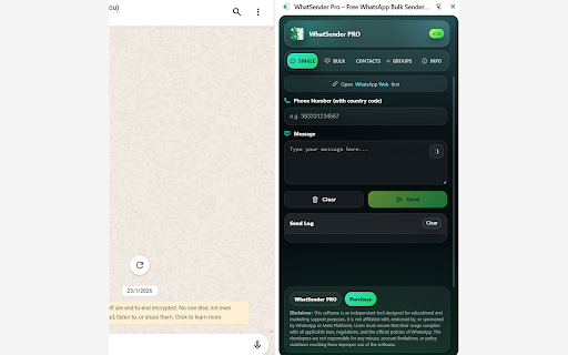 WhatSender – Free WhatsApp Bulk Sender Software screenshot