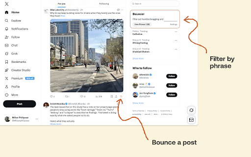 Bouncer - Filter your X feed screenshot