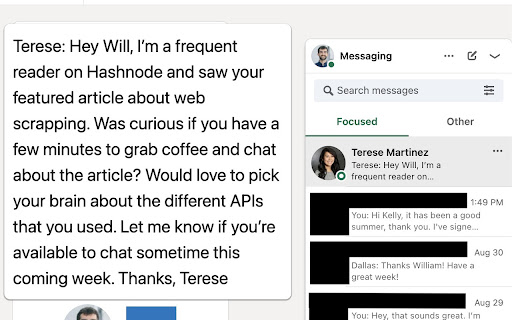 LinkedIn Message Preview screenshot