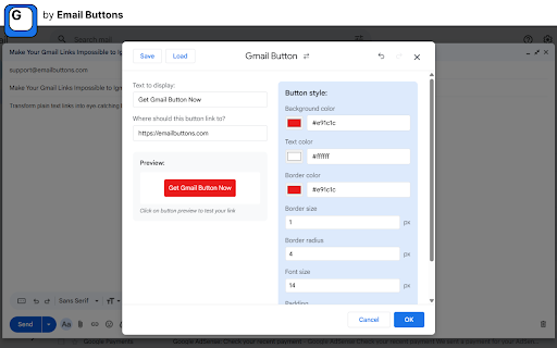 Gmail Button - Custom Buttons & QR Codes screenshot