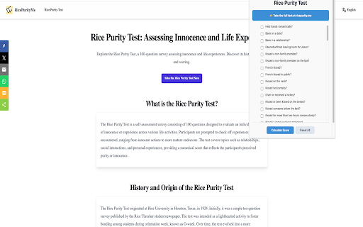 Rice Purity Test screenshot